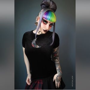 Forest Ink Black Luna Velvet Cutout Top